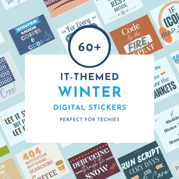 Winter Tech Digital Sticker Pack | IT Professional Planner Stickers | Goodnotes and Individuals PNGs