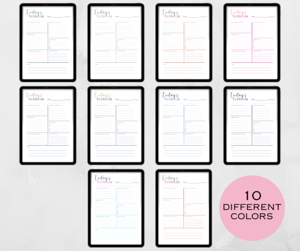 Daily To-Do List Printable | 10 Color Options | Digital Planner Compatible with Goodnotes & Notability | Undated PDF for Productivity - Image 3