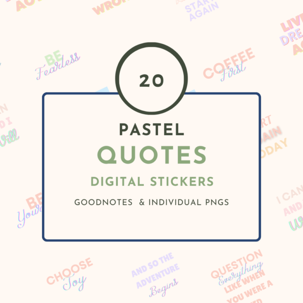 Pastel Motivational Digital Stickers | l Individual PNG Stickers Bundle | Goodnotes Planner Digital Stickers | Pastel Digital Stickers