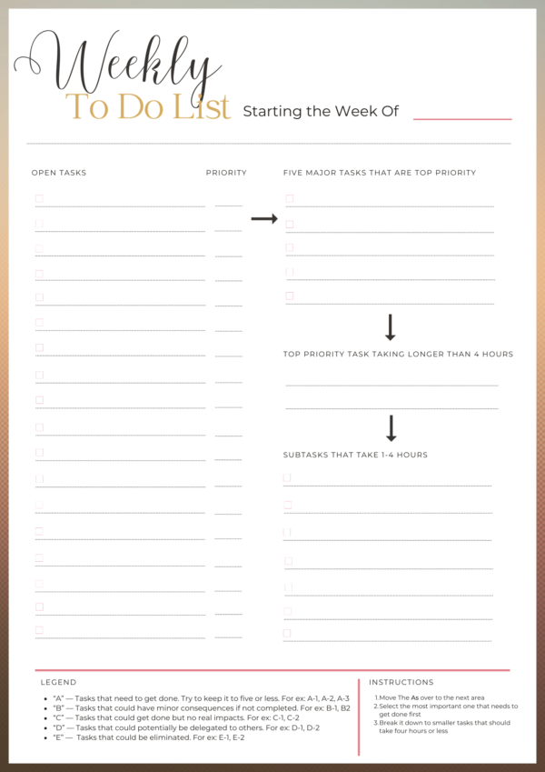 Eat the Frog Weekly To-Do List  | 10 Color Options | Printable PDF and Goodnotes - Image 7