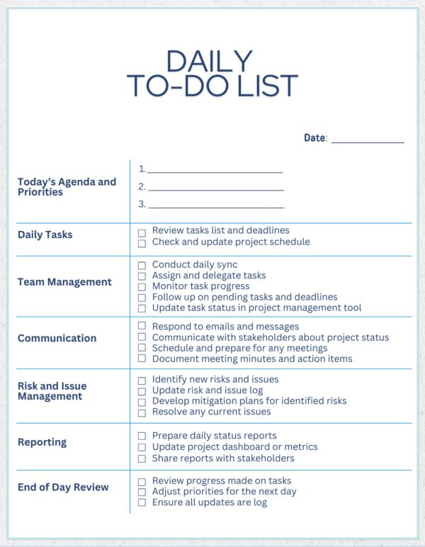 Project Management Daily To-Do List Template | | 10 Color Options | Note-Taking App and Printable - Image 4