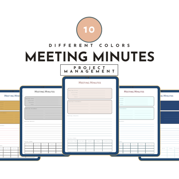 Efficient Meeting Minutes Template: Boost Accountability & Productivity | Perfect for Project Management, Business & Team Meetings | Editable & Printable PDF