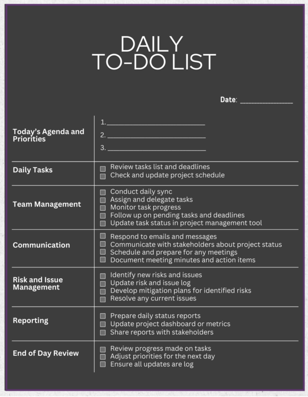 Project Management Daily To-Do List Template | | 10 Color Options | Note-Taking App and Printable - Image 13