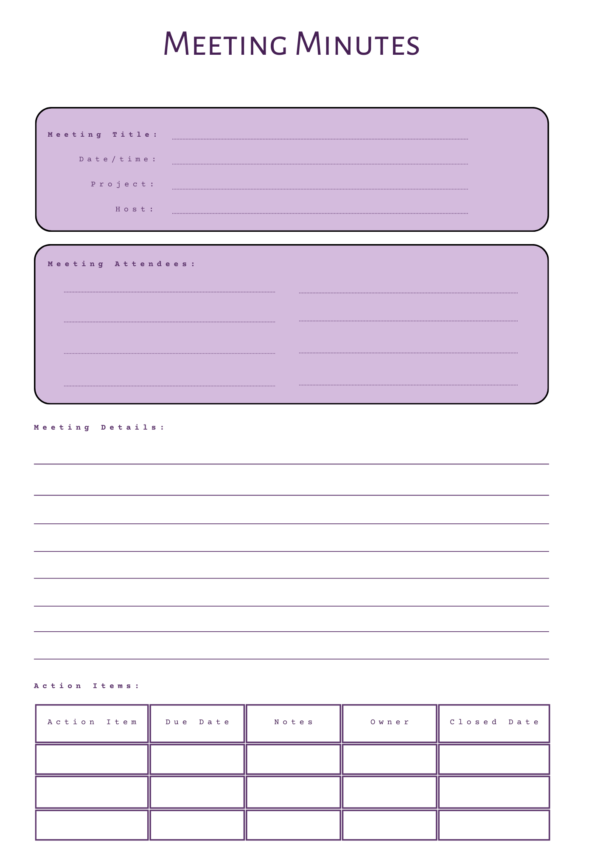 Efficient Meeting Minutes Template: Boost Accountability & Productivity | Perfect for Project Management, Business & Team Meetings | Editable & Printable PDF - Image 7