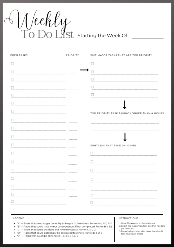 Eat the Frog Weekly To-Do List  | 10 Color Options | Printable PDF and Goodnotes - Image 6