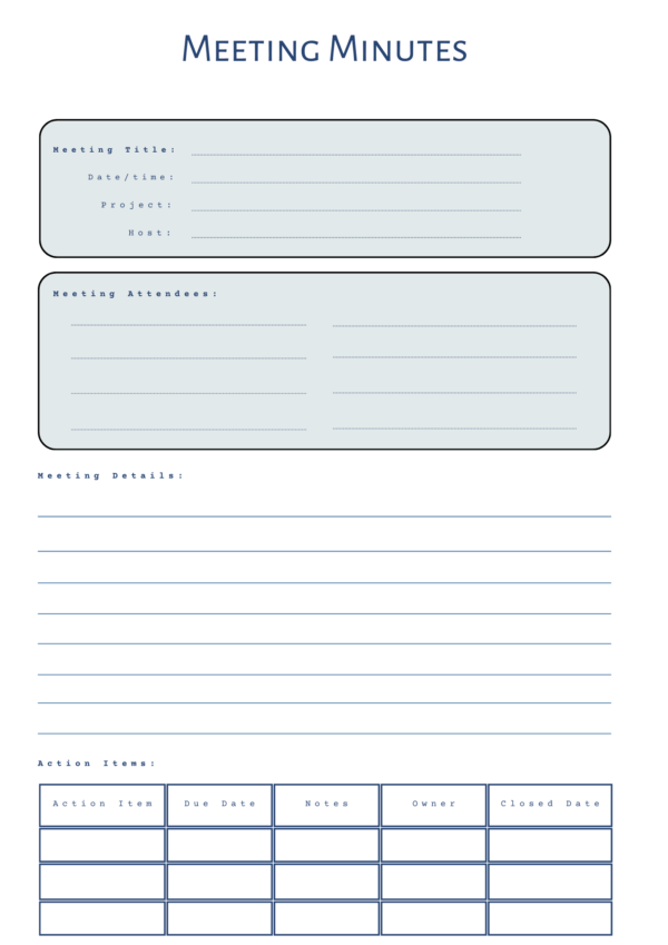 Efficient Meeting Minutes Template: Boost Accountability & Productivity | Perfect for Project Management, Business & Team Meetings | Editable & Printable PDF - Image 9