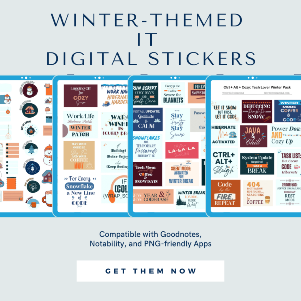 Winter Tech Digital Sticker Pack | IT Professional Planner Stickers | Goodnotes and Individuals PNGs - Image 2