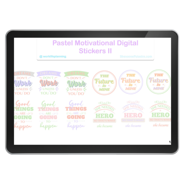 Pastel Motivational Digital Stickers Pack II  l Individual PNG Sticker Bundle | Goodnotes Planner Digital Stickers | Pastel Digital Stickers - Image 6