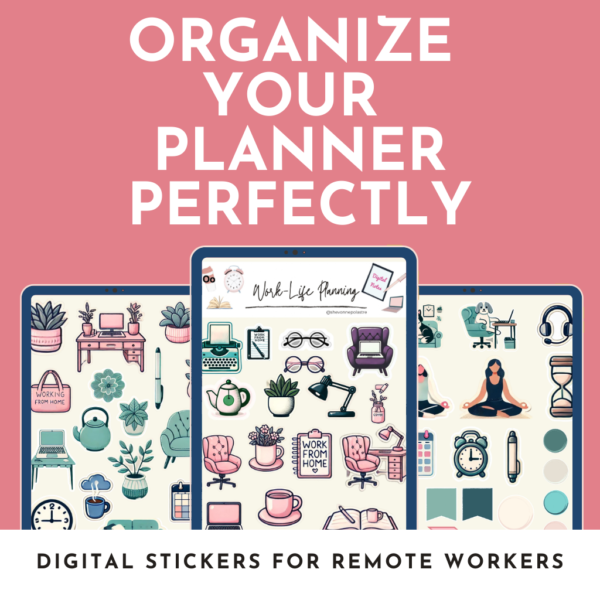 WFH Planner Stickers: Beautify Your Remote Work Planner, GoodNotes & Individual PNGs - Image 2