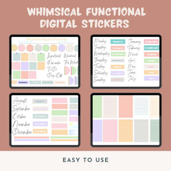 Pastel Functional Digital Stickers for Goodnotes & Planners - Image 2