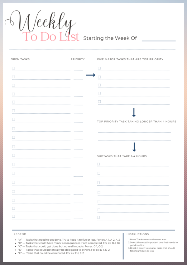 Eat the Frog Weekly To-Do List  | 10 Color Options | Printable PDF and Goodnotes - Image 8