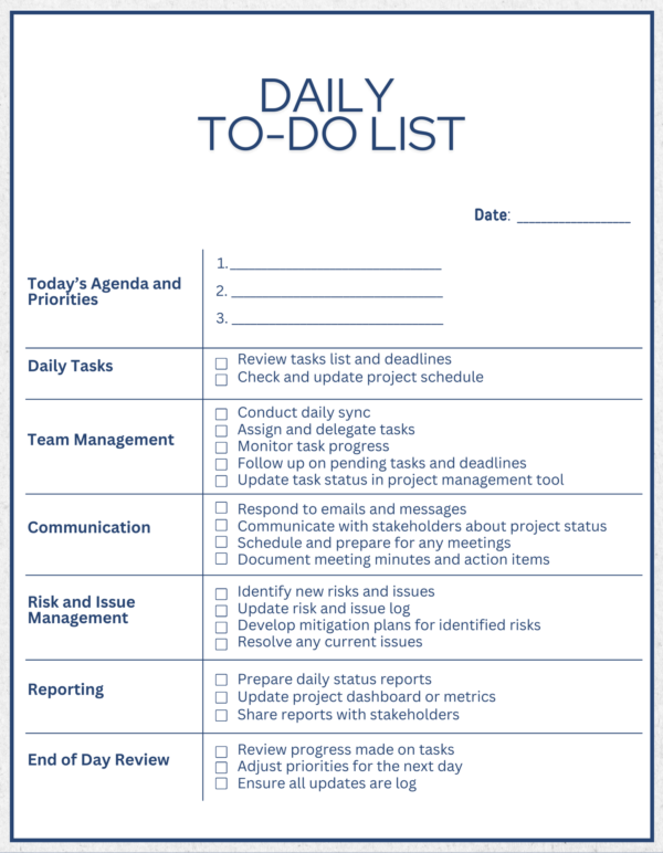 Project Management Daily To-Do List Template | | 10 Color Options | Note-Taking App and Printable - Image 5