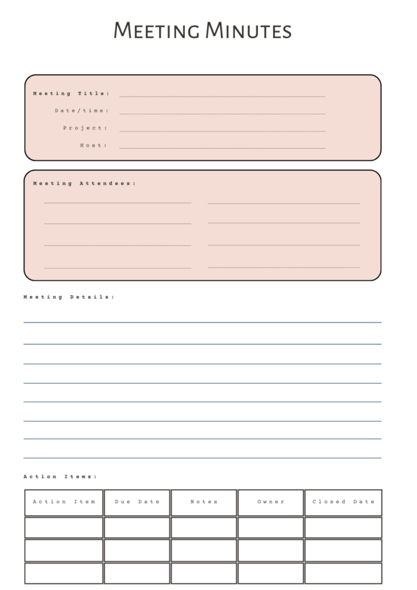 Efficient Meeting Minutes Template: Boost Accountability & Productivity | Perfect for Project Management, Business & Team Meetings | Editable & Printable PDF - Image 10