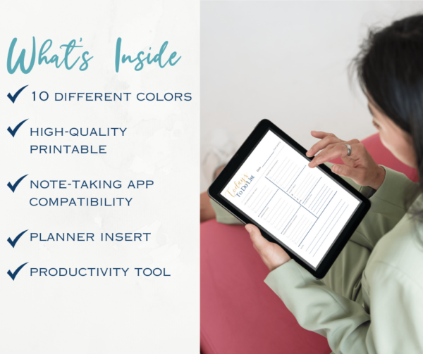 Daily To-Do List Printable | 10 Color Options | Digital Planner Compatible with Goodnotes & Notability | Undated PDF for Productivity - Image 2