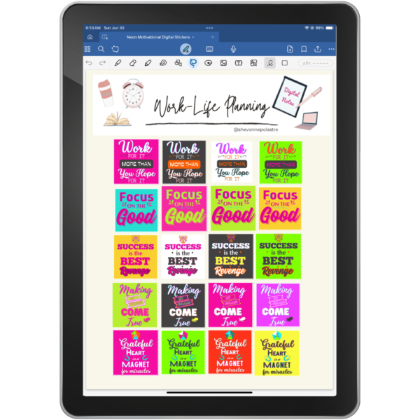 Neon Motivational Digital Stickers for GoodNotes & PNGs | Bright and Inspiring Quotes for Planners and Journals - Image 3