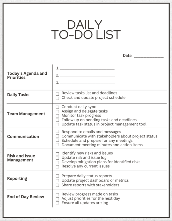 Project Management Daily To-Do List Template | | 10 Color Options | Note-Taking App and Printable - Image 6