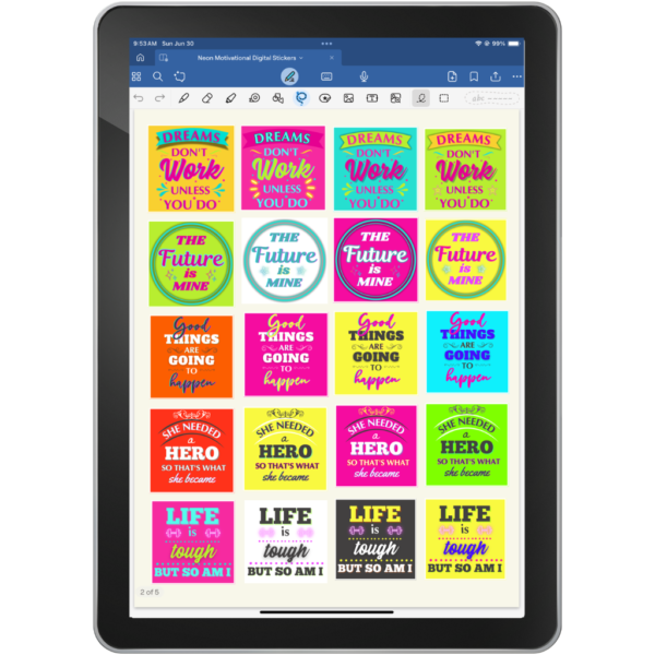 Neon Motivational Digital Stickers for GoodNotes & PNGs | Bright and Inspiring Quotes for Planners and Journals - Image 4