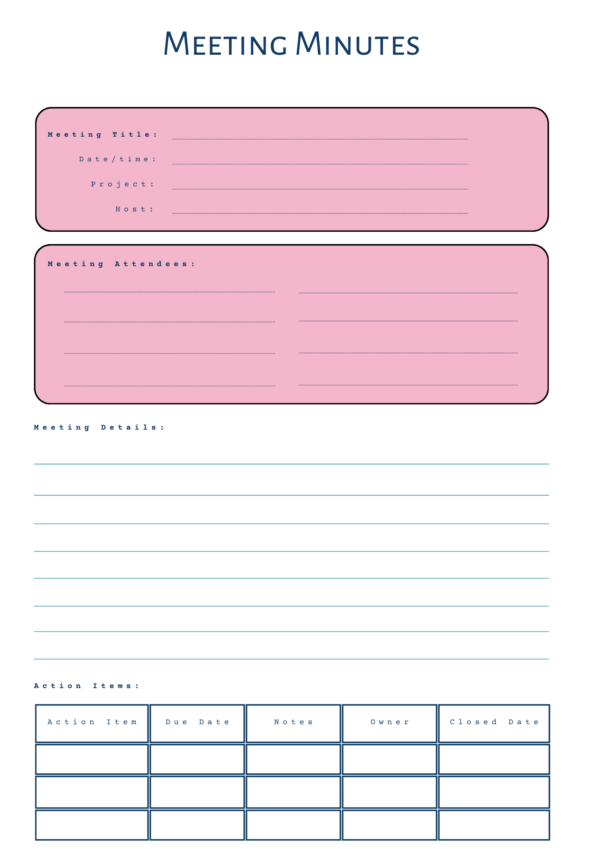 Efficient Meeting Minutes Template: Boost Accountability & Productivity | Perfect for Project Management, Business & Team Meetings | Editable & Printable PDF - Image 11