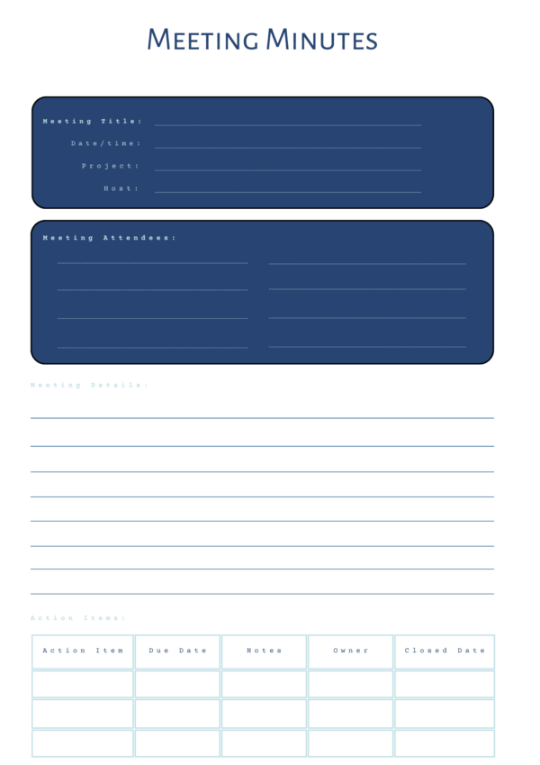 Efficient Meeting Minutes Template: Boost Accountability & Productivity | Perfect for Project Management, Business & Team Meetings | Editable & Printable PDF - Image 12