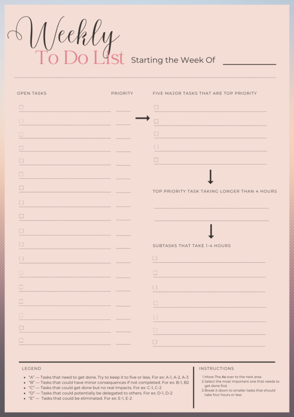 Eat the Frog Weekly To-Do List  | 10 Color Options | Printable PDF and Goodnotes - Image 2