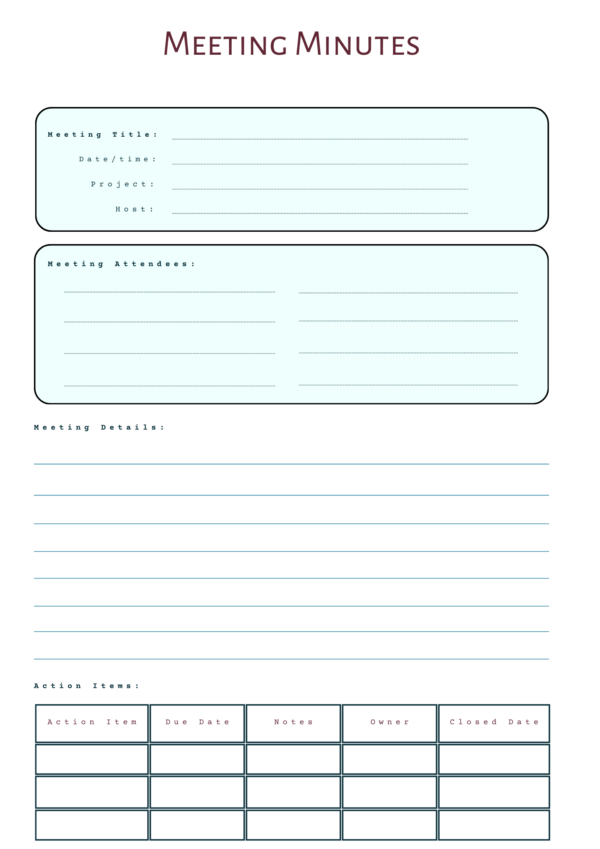 Efficient Meeting Minutes Template: Boost Accountability & Productivity | Perfect for Project Management, Business & Team Meetings | Editable & Printable PDF - Image 13