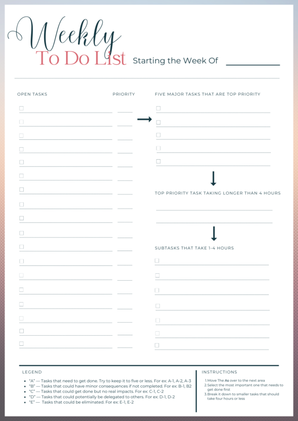 Eat the Frog Weekly To-Do List  | 10 Color Options | Printable PDF and Goodnotes - Image 3