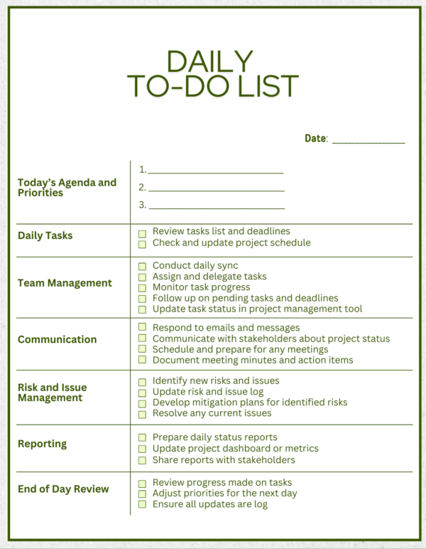 Project Management Daily To-Do List Template | | 10 Color Options | Note-Taking App and Printable - Image 10