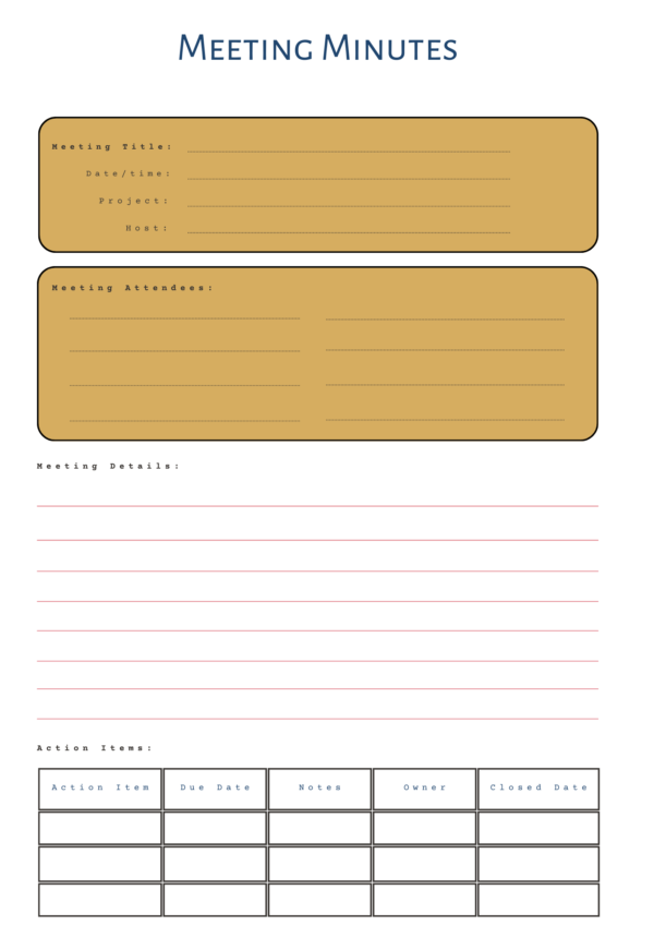 Efficient Meeting Minutes Template: Boost Accountability & Productivity | Perfect for Project Management, Business & Team Meetings | Editable & Printable PDF - Image 4