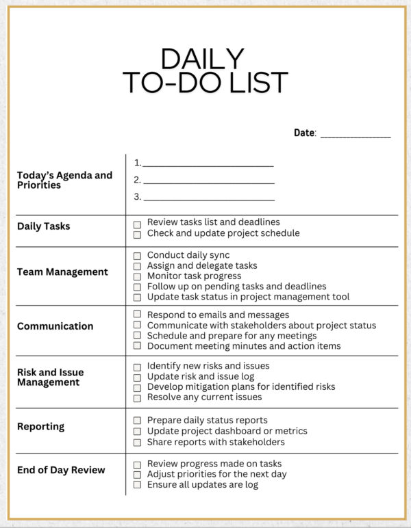 Project Management Daily To-Do List Template | | 10 Color Options | Note-Taking App and Printable - Image 11