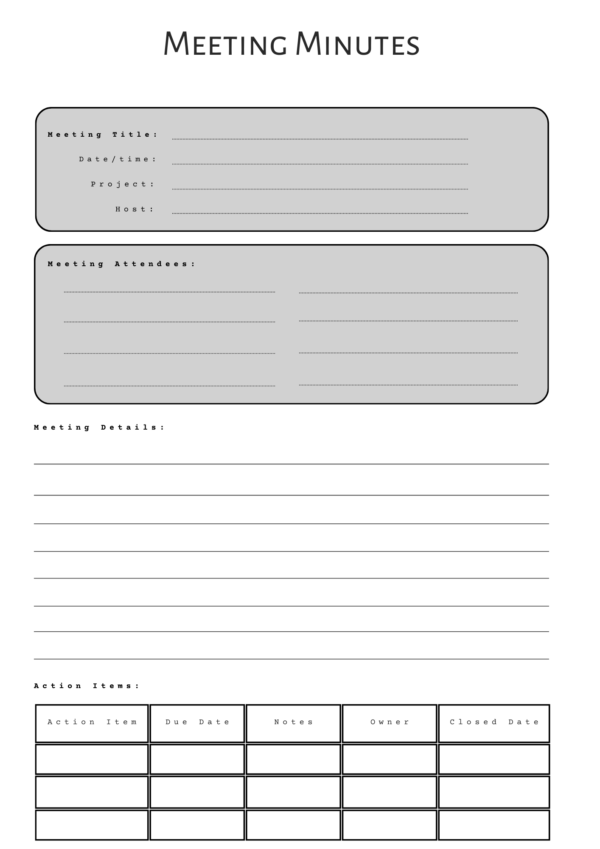 Efficient Meeting Minutes Template: Boost Accountability & Productivity | Perfect for Project Management, Business & Team Meetings | Editable & Printable PDF - Image 5