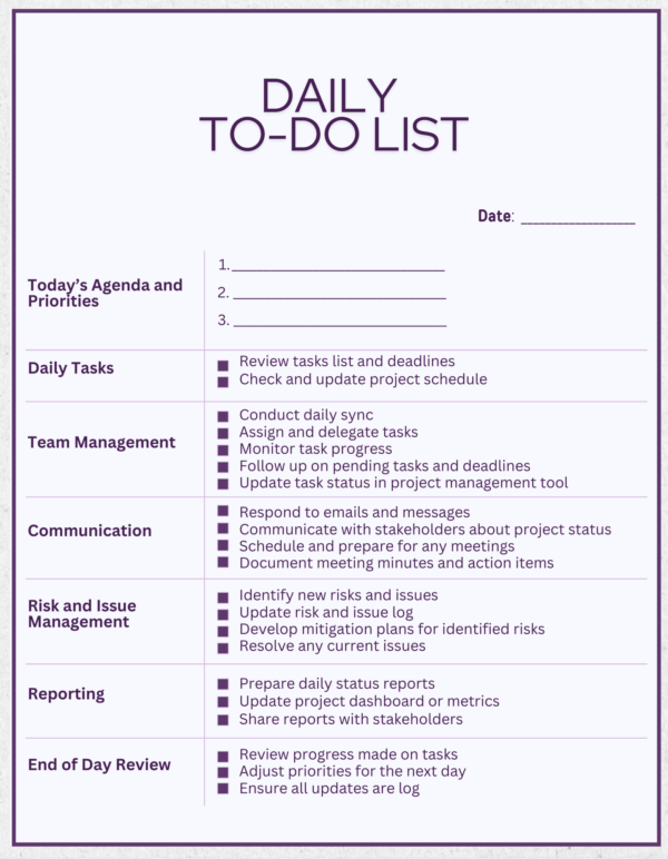 Project Management Daily To-Do List Template | | 10 Color Options | Note-Taking App and Printable - Image 12