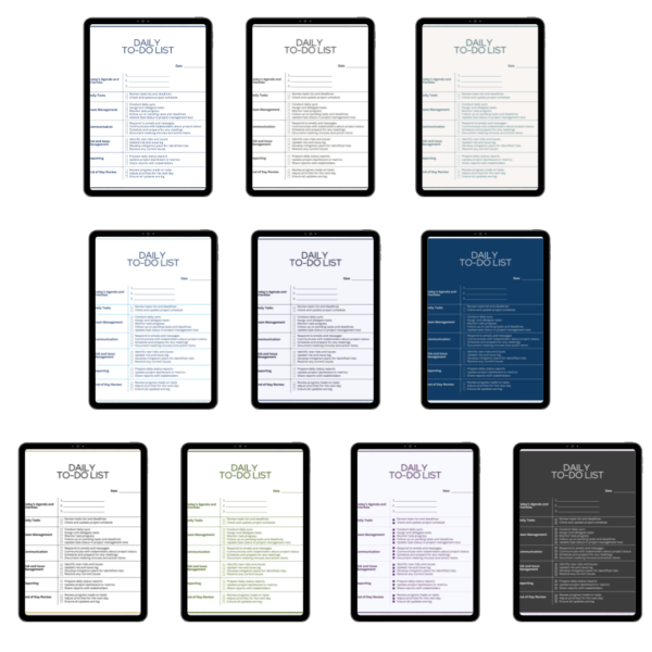 Project Management Daily To-Do List Template | | 10 Color Options | Note-Taking App and Printable - Image 2