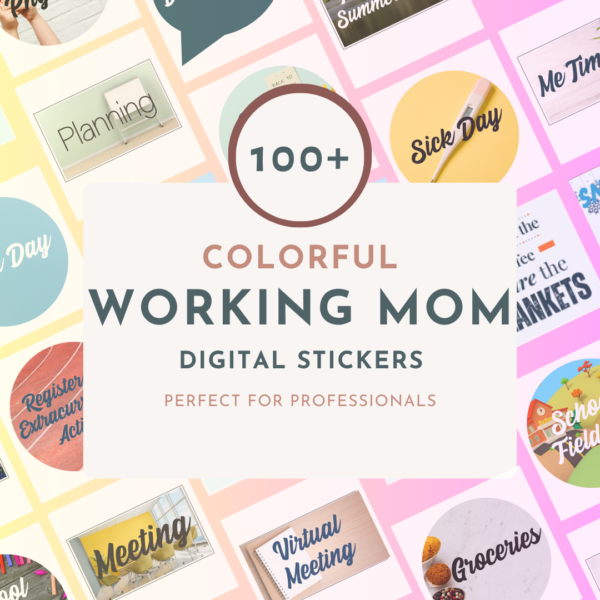 Working Mom Digital Stickers | 100+ Individual PNG Stickers Bundle | Goodnotes Planner Digital Stickers