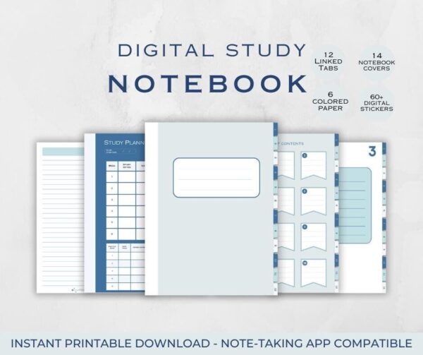 Digital Exam Prep Study Notebook | 12 Tabs Goodnotes & Notability | 60+ Study Stickers | Professional Certification Aid | Hyperlinked