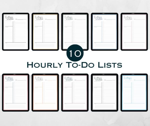 Hourly To-Do Template | 10 Color Options | Digital Planner Compatible with Goodnotes & Notability | Undated PDF for Productivity